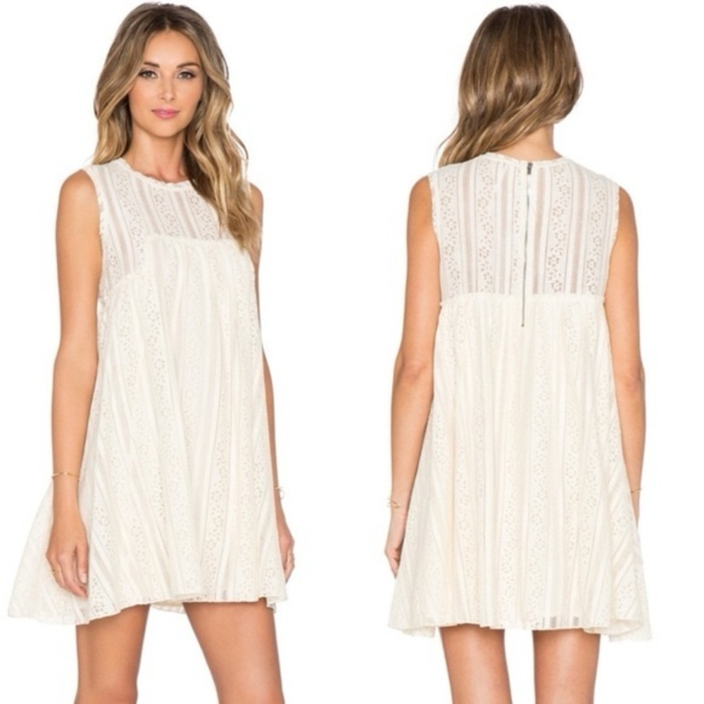 Free People Tu Es La Cream White Lace Sleeveless Mini Dress, size S - Picture 5 of 16